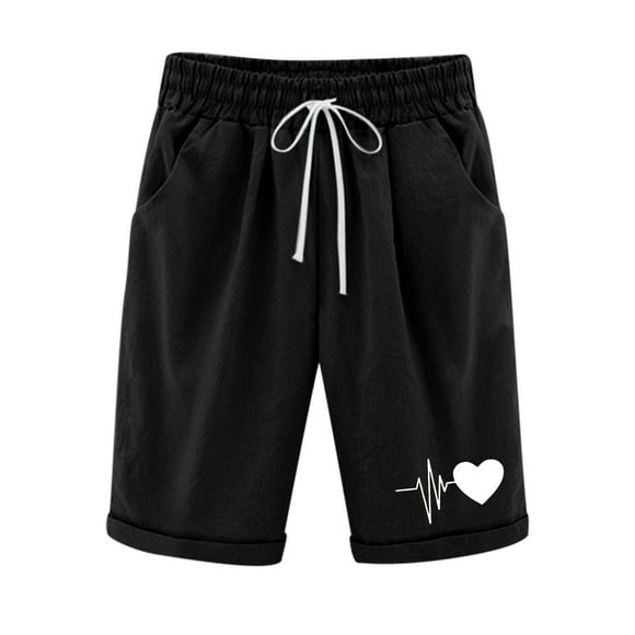 jsaierl Cotton Linen Shorts Women Wide Leg Elastic Waist Shorts Summer Comfy Tie Front Pants Sweatshorts Lightweight Beach Shorts