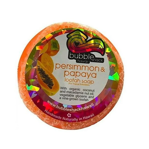 Bubble Shack Hawaii 853686006718 Persimmon & Papaya Loofah Soap