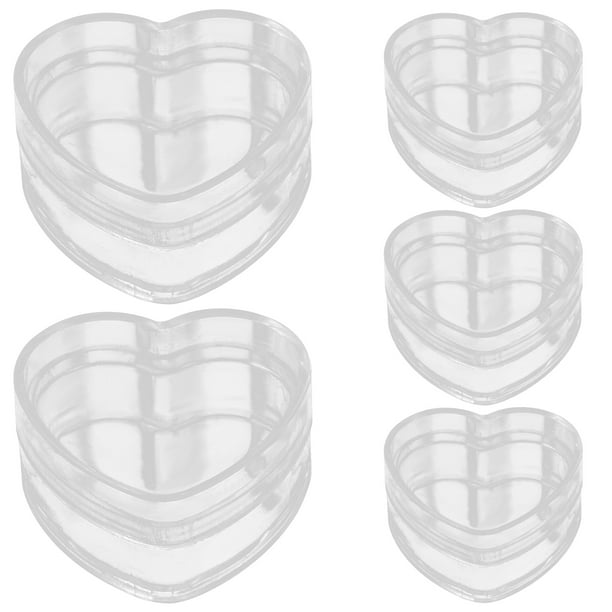 5 cajas de almacenamiento transparentes con forma de corazón, cajas para joyas, pequeños contenedores para regalos.