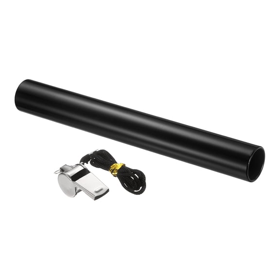 Track Field Relay Baton, Aluminum Track Field Relay Baton for Running Race Team with Whistle 11.5" & 1 Pack & Black-Fit for (Outdoor/Track Field/Sports/Running/Game)