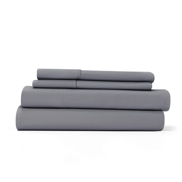 Linen Market Ultra Soft Easy Care Microfiber 16" Deep Pocket Basic 3 Piece Bed Sheet Set with Pillowcases, Gray, Twin
