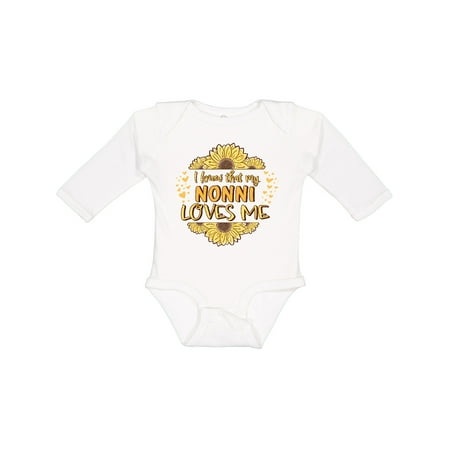 

Inktastic I Know That My Nonni Loves Me Gift Baby Boy or Baby Girl Long Sleeve Bodysuit