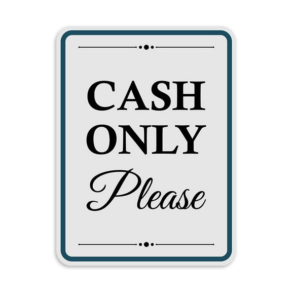 Portrait Round Plus Cash Only Please Wall or Door Sign | Public Shop/Cafe Decor - Medium