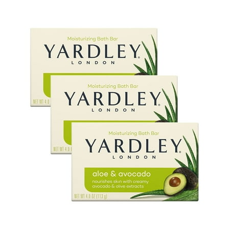 3 Pk Yardley London Moisturizing Bath Bar Aloe & Avocado 4.0 Oz.