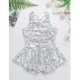 thumbnail image 3 of Haitryli Cheerleading Uniform for Girls Ballet Dance Leotard Dress 6-16 Years Jazz Hip Hop Latin Modern Dancing Clothes Silver 16, 3 of 7