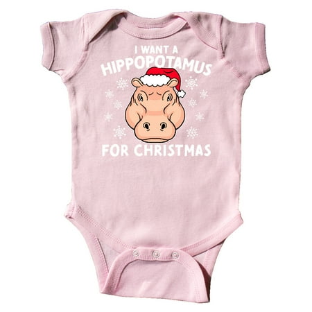 

Inktastic I Want a Hippopotamus for Christmas in Santa Hat Gift Baby Boy or Baby Girl Bodysuit