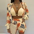 thumbnail image 2 of USSUMA Summer Dresses For Women 2022 Beach Women Summer Boho Tropical 3 Piece Outfits Long Sleeve Shirt Jacket with Matching Bra and Short Pants Set 3 Piece Suit, 2 of 7