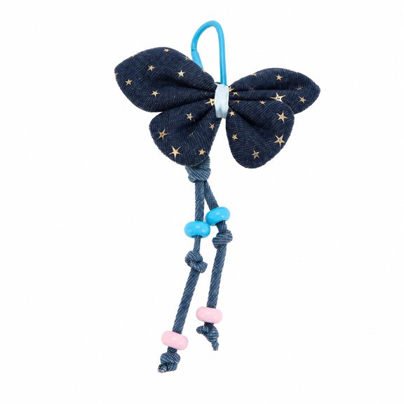 Unique Bargains 1 Pc Handbag Charms Keychain Denim Bow Bag Accessories Dark Blue