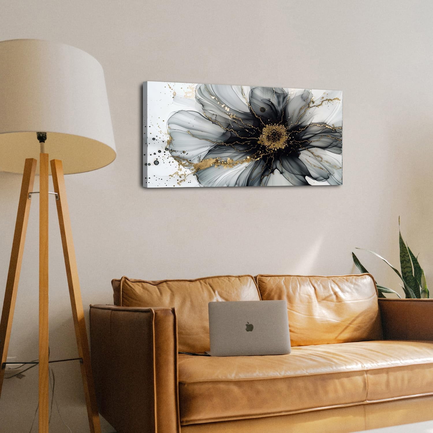 WFSposterAbstract Wall Art Black and White Gold Wall Decor Minimalist Picture for Living Room Bedroom Modern Office Home Decorations Marble Flowers Canvas Painting Poster Watercolor Textures Artwork