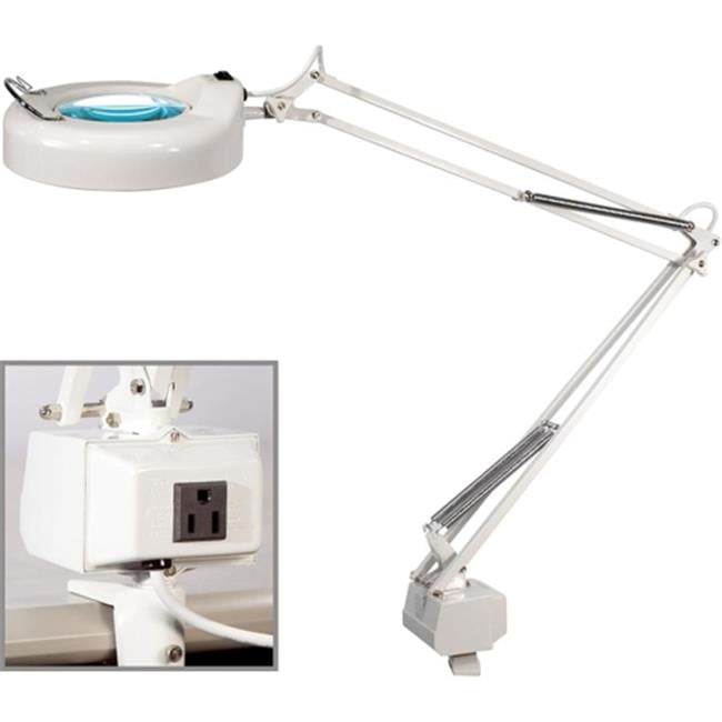 Luxo Corp L745WT ClampOn Fluorescent Swing Arm Magnifier Lamp, 5'' Lens, 42'' Reach, White