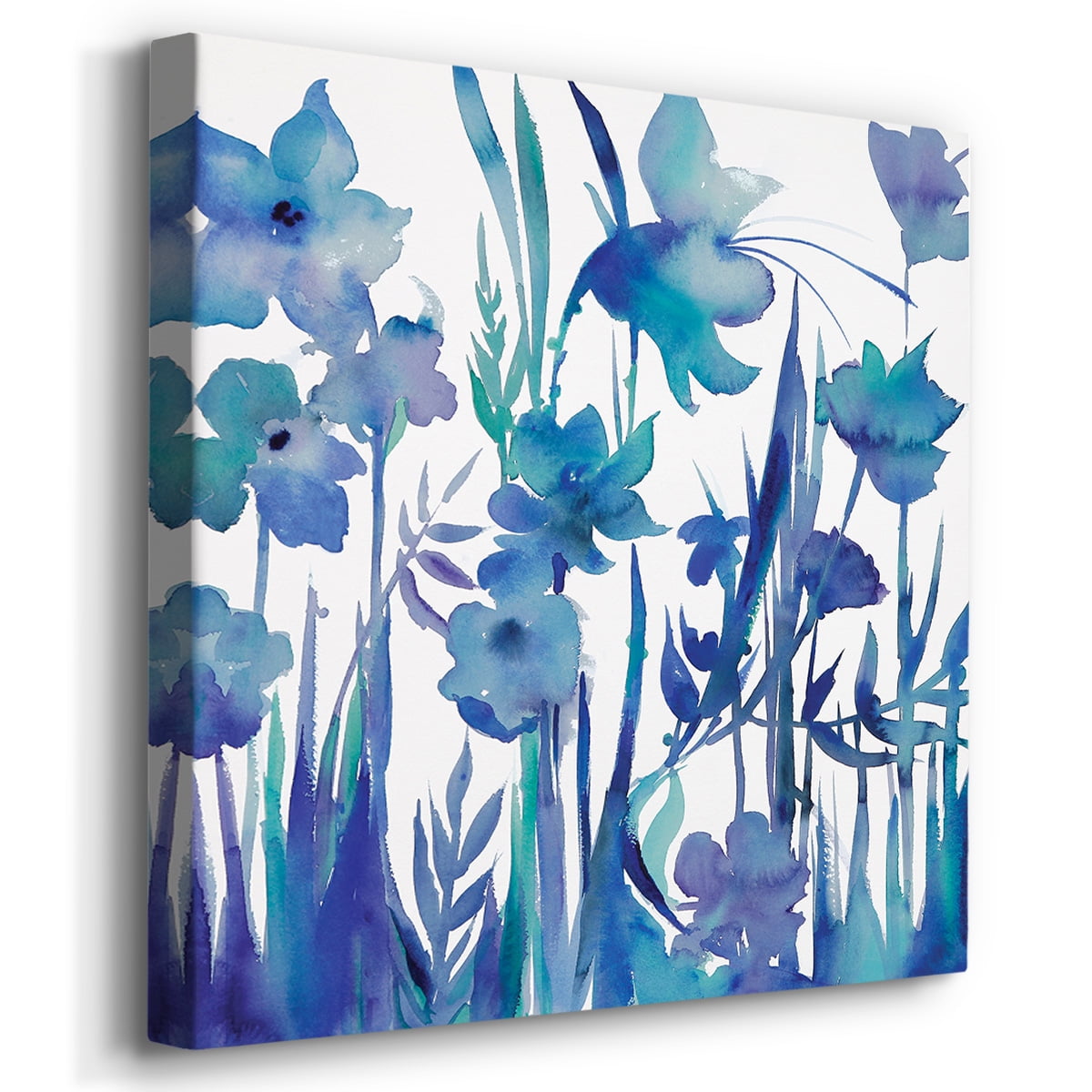 Bedroom Wall décor Blue Flower Wall Art 4 Pieces Set, 32 x 32 inches Each, Modern Abstract Painting Canvas Prints Artwork for Home, Office, Cabin, Guest Room