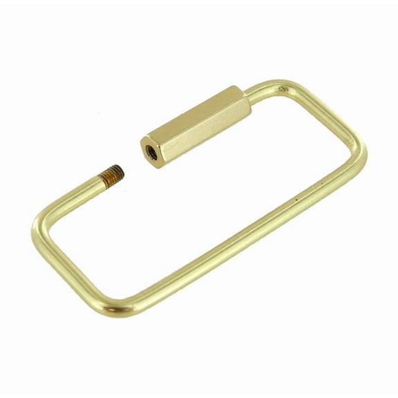 C5205 2 1/8" Natural Brass, Rectangle Key Ring w/ Spring, Solid Brass-LL