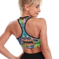 thumbnail image 2 of Game My Singing Monsters Women's Sports Bras Racerback Padded Workout Slimming Tank Tops Camisole Yoga Vest Activewear Fitness Running Crop Top, 2 of 6
