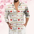 thumbnail image 3 of YAYUBA Big and Tall Shirts for Men Heart Print Valentine's Day Wedding Vacation Shirt Wrinkle Free Comfy Date Night Outfit Boat Neck Sweatsuit Outfits, 3 of 3