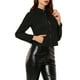 thumbnail image 4 of Chaqueta de motociclista recortada con cremallera y cuello alzado de ante sintético para mujer INSPIRE CHIC XL negra, 4 of 7