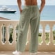 thumbnail image 5 of Pantalones largos para hombre, de ocio, con bolsillo, cordón, tubo recto, sueltos, fáciles de doblar, de moda, de poliéster, 5 of 9