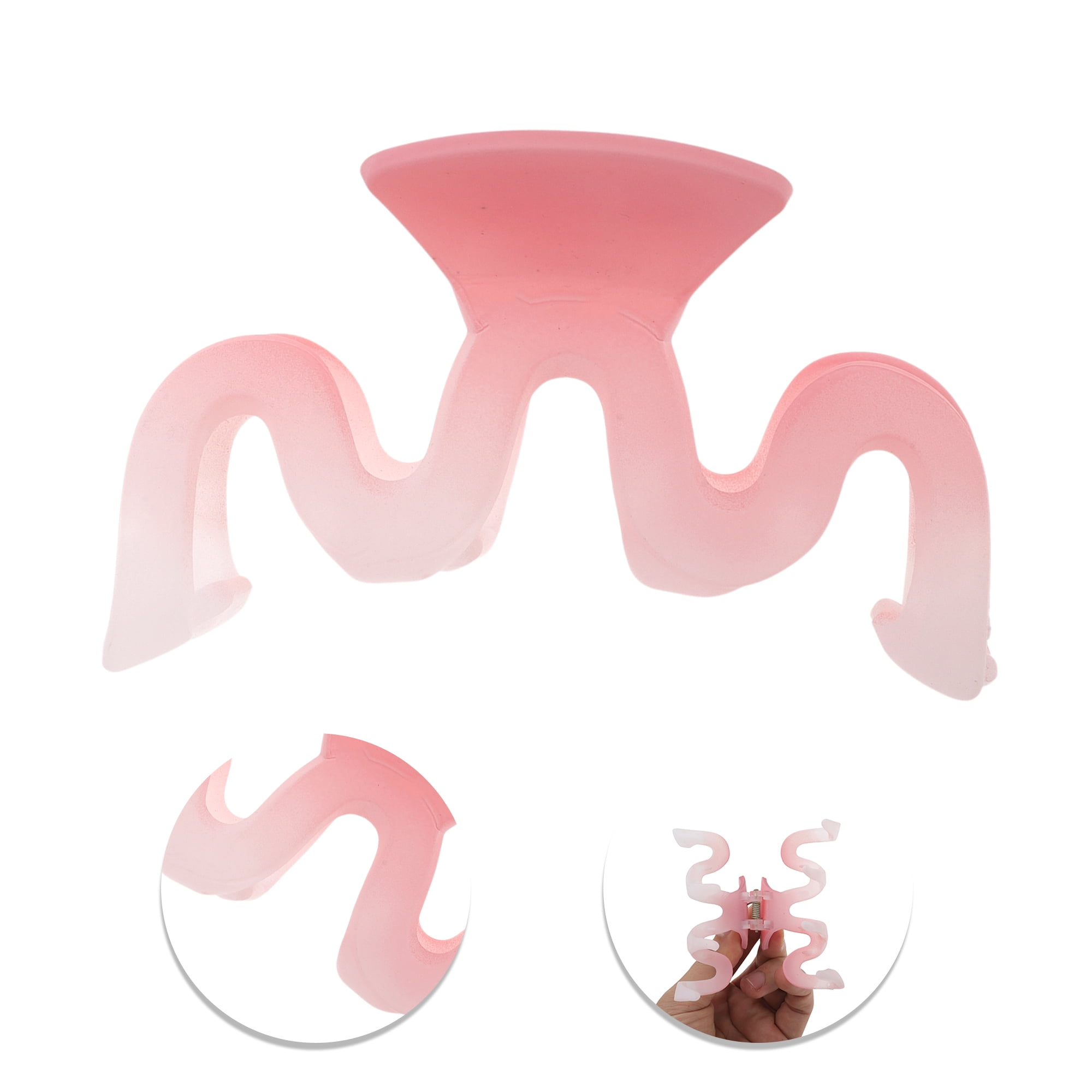 Unique Bargains Elegant Rectangle Frosted Hair Clips Gradient Pink 4 Pcs Cable & Rectangle & Chain & W Shape
