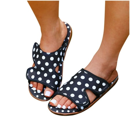 

Large Size Sandals Women s Outer Wear One-line Wave Point Open Toe Beach Sandals