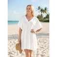 thumbnail image 5 of HAPPY BAY Women's Beachwear Summer Beach Dress Plus Size Fall Swimsuit Swimwear Cover Ups for Women 2X-3X White_A383, 5 of 5