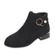 thumbnail image 1 of NECHOLOGY Botas Mujer Adulto Femenino Zapatos Botines mujer mujer Flock cómodo mantener caliente invierno felpa tacones cuadrados cremallera botines cortos zapatos de punta redonda (Black, 7.5), 1 of 7