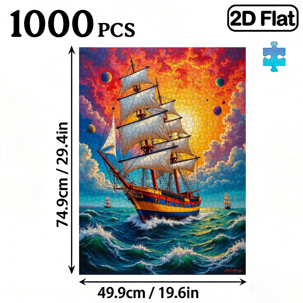 1000 pieces of vertical paper jigsaw puzzles - colorful sailing ships, with dimensions of 29.5 * 20 inches.