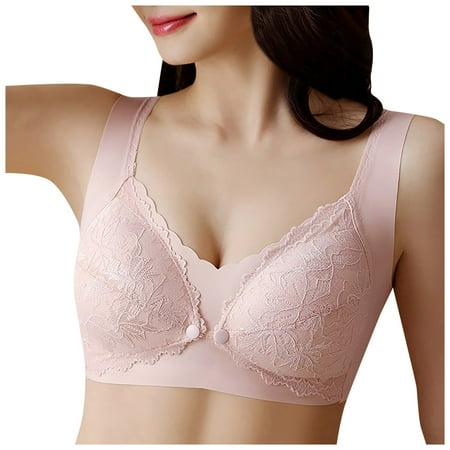 Fsqjgq Nursing Bras for Breastfeeding Full Coverage Posture Back Maternity Underwear Front Closure Wireless Bras Sports Bra Cotton Bralettes L
