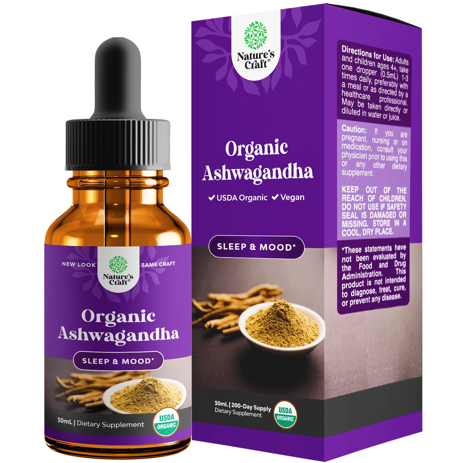 USDA Organic Ashwagandha Liquid Drops Vegan Liquid Ashwagandha Root