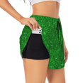 thumbnail image 1 of Balery Green Glitter Pantalones cortos deportivos para mujer con forro y dos bolsillos, elásticos, para entrenamiento, gimnasio, yoga-XX-Large, 1 of 7
