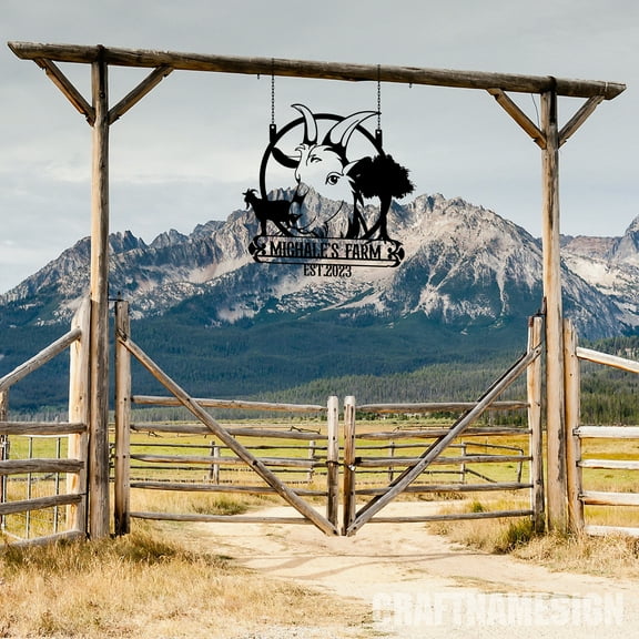 Craftnamesign Custom Outdoor Goat Farm Metal Sign, Farmhouse Decor, Welcome Farm Animals Sign