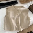 thumbnail image 3 of Otoño nuevo cárdigan de mujer coreano elegante tejido sin mangas mujer Casual suéter tanques moda nueva delgada señoras Casual Tops, 3 of 5
