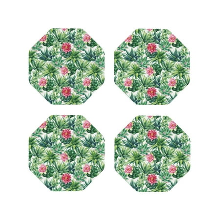 

Tideii Succulents 1 for Leather Coasters 4 Pieces Anti-fouling and Anti-scalding Decorative Coasters Suitable for Restaurants Kitchens Coffee Shops-Octagon