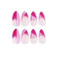 thumbnail image 3 of Prensa francesa en las uñas, uñas postizas de almendras cortas de graffiti rosa brillante, puntas de uñas de acrílico de dos tonos para mujeres y niñas 24 piezas Namotu HMHZ361, 3 of 6