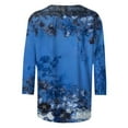 thumbnail image 5 of CYMMPU Flower Pattern Crew Neck Blouses for Women Dressy Casual Fall Fashion Shirts Tunic Tops Loose Fit Spring Tops 3/4 Sleeve Lightweight Basic T-Shirts Blue XXL, 5 of 6