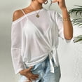 thumbnail image 6 of Abomasnow Women's Sheer Mesh See Through T Shirt 3/4 Length Sleeve Off Shoulder Tops Casual Beach Vocation Shirts, 6 of 8