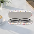 thumbnail image 4 of Estuche rígido para gafas con diseño de flores, de cuero, para gafas de sol, delgado, portátil, con tapa tipo almeja, funda protectora, funda con paño de limpieza., 4 of 9