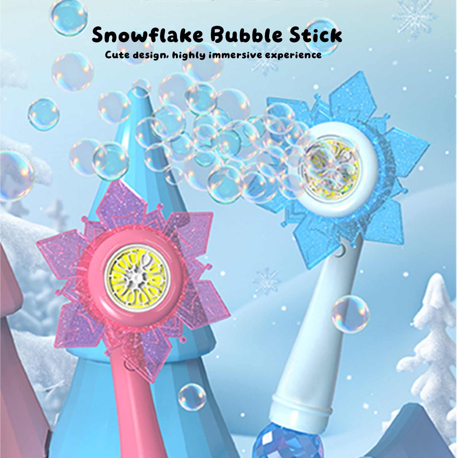 Sunflower Bubble Blowing Machine, Automatic Snowflake Bubble Maker with Flower Shower Design, Electric Handheld Bubble Blower with 80ml Bubble Solution for Party Outdoor Activities (Hot Pink)