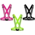 thumbnail image 1 of 3Pack Reflective Vest Running Gear, Adjustable Safety Vests High Visible Reflective Belt Straps - Green+Pink+Black, 1 of 5