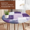 thumbnail image 3 of Purple Grey Round Tablecloth 36-44 Inch Round Fitted Table Cloth with Elastic Edge, Modern Oil Painting Geometric Abstract Waterproof Table Cover Protector for Outdoor Picnic Party Dining, 3 of 6