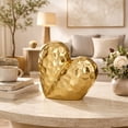 thumbnail image 4 of 12" x 11" Gold Porcelain Ceramic Dimensional Origami Inspired Angled Heart Sculpture with Faceted Exterior, by DecMode, 4 of 13