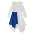 thumbnail image 6 of DPOIS Kids Girls Praise Dance Dress Liturgical Dancewear Church Worship Costume Blue 6, 6 of 7