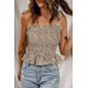 thumbnail image 2 of ABPHQTO Chaleco de mujer caqui con estampado floral y tiras anudadas con peplum fruncido, 2 of 5