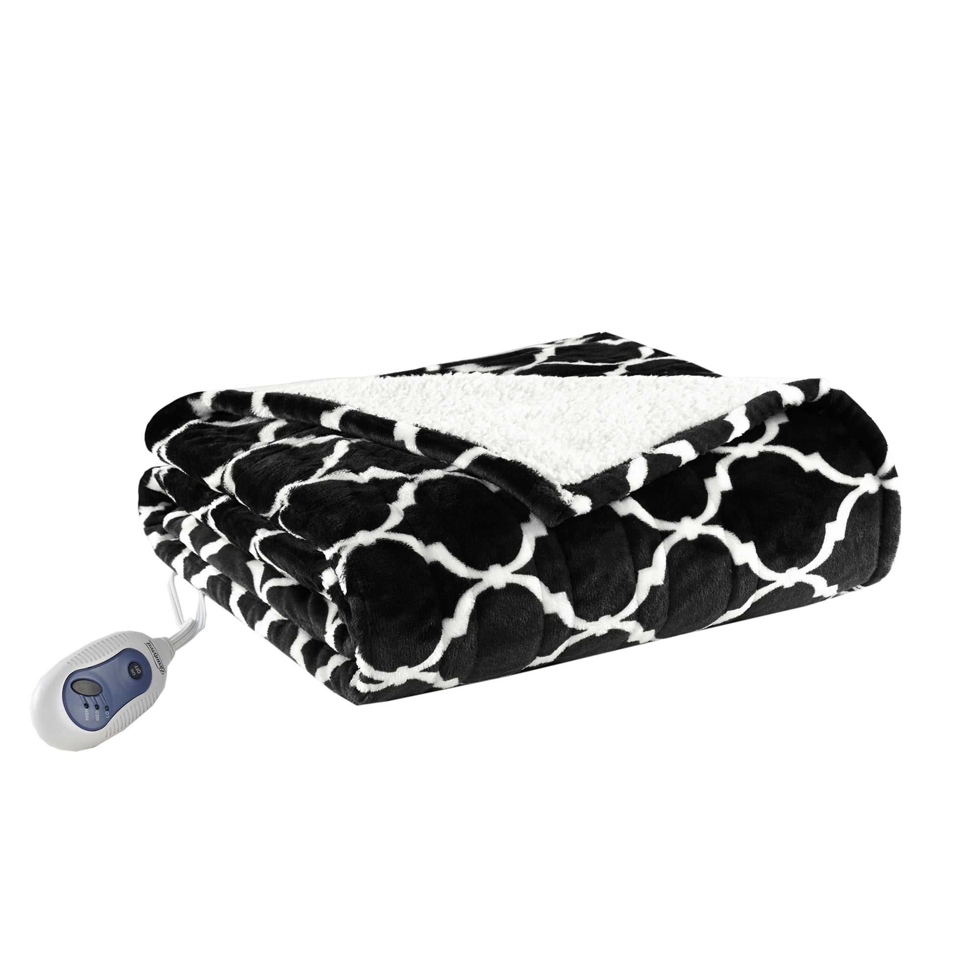 Beautyrest Ogee Sherpa Oversized Heated Electric Snuggle Wrap Throw