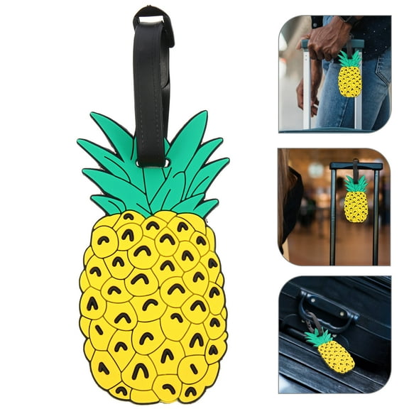 OUNONA Pineapple Travel Luggage Bag Tags 2pcs Yellow ID Labels for Suitcases
