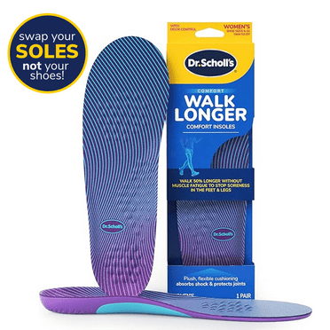 Dr. Scholl's Walk Longer Insoles, Comfortable Plush Foam Inserts Women Shoe Sizes 6-10, 1 Pair
