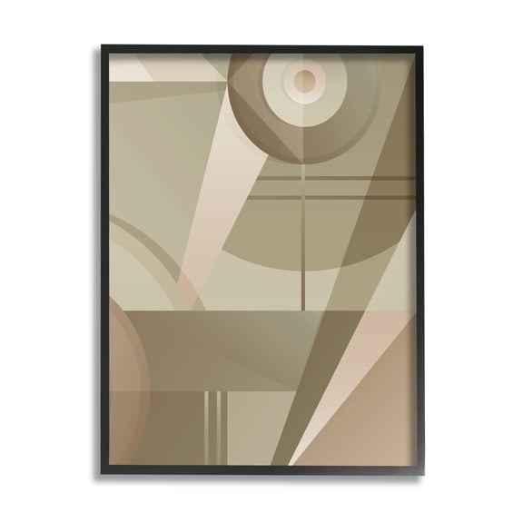 Stupell Industries Tan Geometric Abstract Abstract Painting Black Framed Art Print Wall Art, 24 x 30