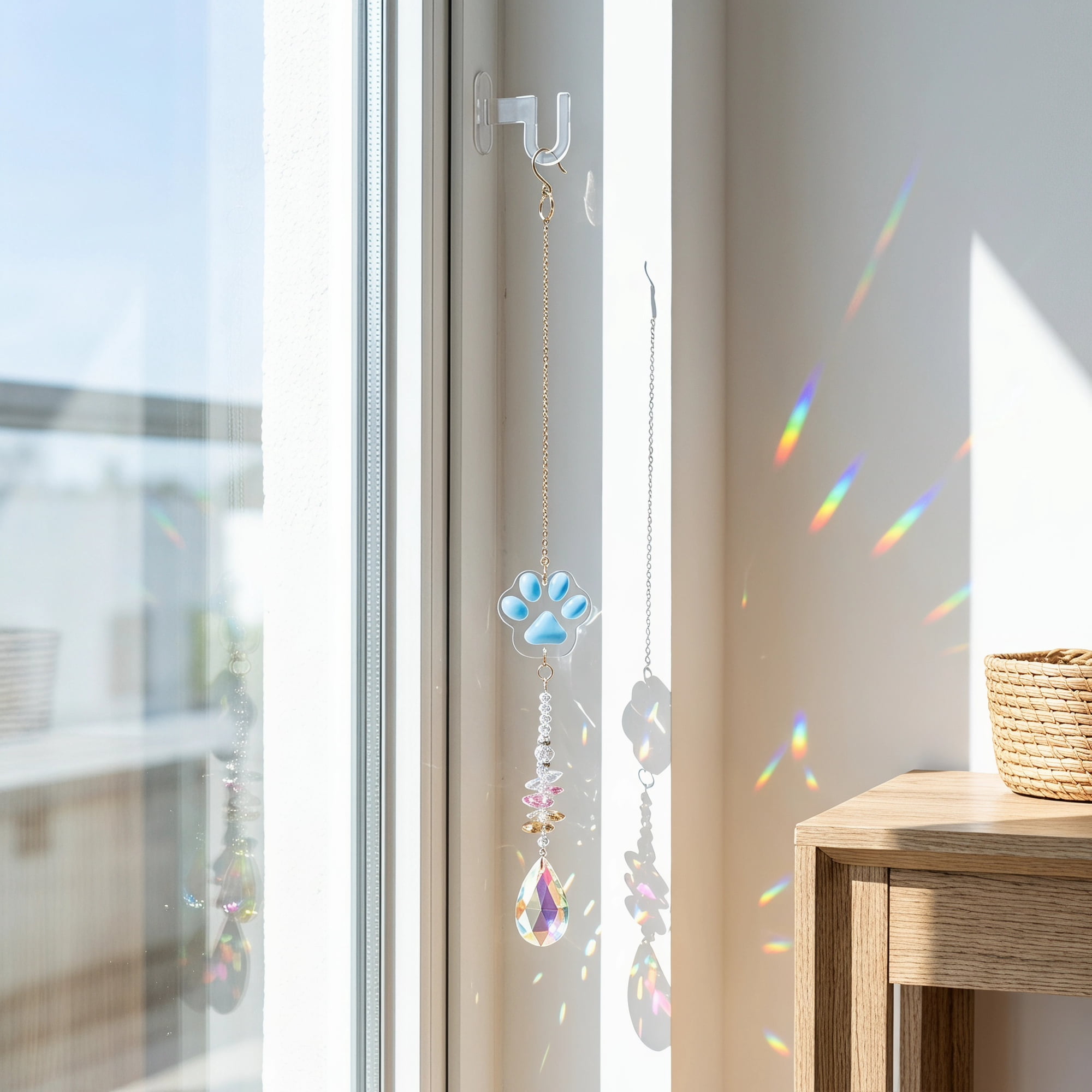 FUTUREORYY Sky Pet Memorial Wind Chimes with Crystal Paw Print for Garden Patio and Outdoor Decoration