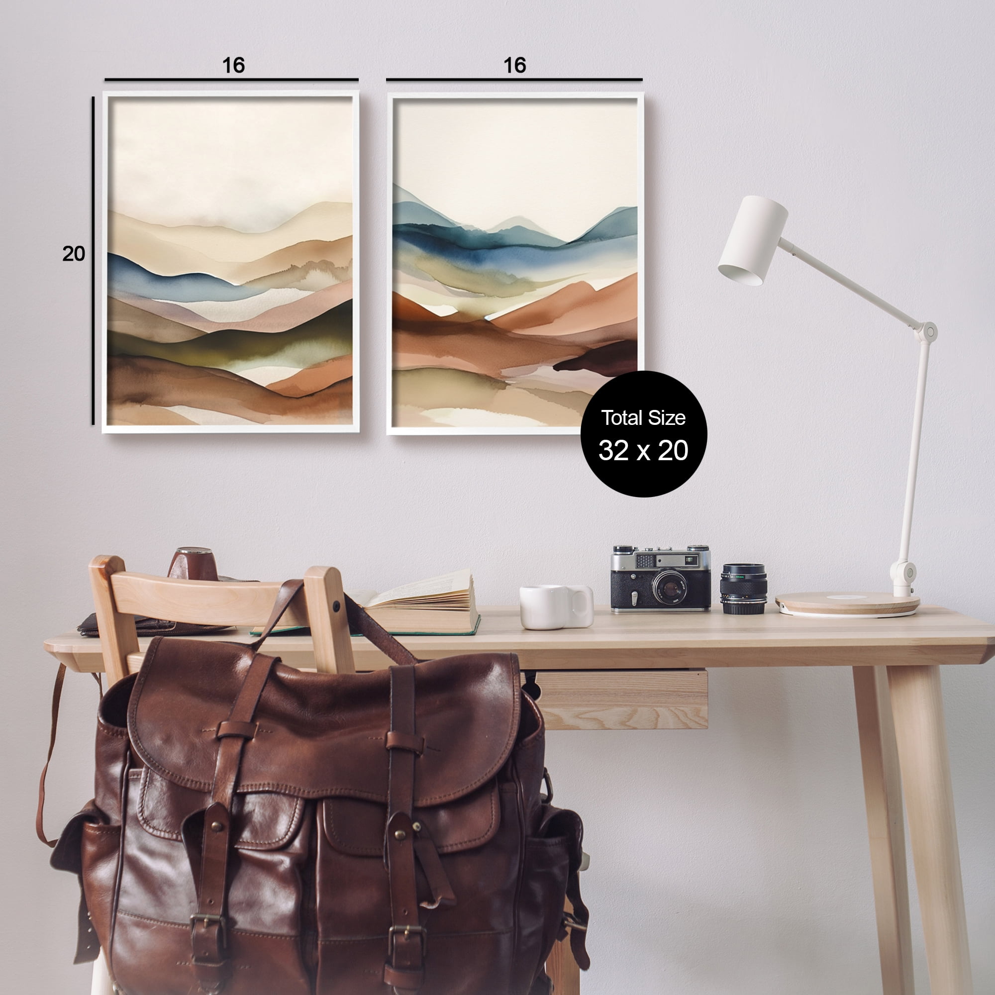 Stupell Industries Abstract Desert Dunes Landscape Painting White Framed Art Print Wall Art, 16 x 20