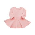 thumbnail image 3 of THDHVS Girls' Dresses,Toddler Girls Cotton Brushed Ruffle Hem Dress Long Sleeve Round Neck Fall,Girls Long Sleeve Dress 9-12 Months, 3 of 6