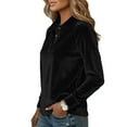 thumbnail image 5 of HAPIMO Women's Quarter Button Pullover Tops Velvet Shirts Comfy Long Sleeve Lapel Collar Tops Lightweight Casual Dressy Blouses Black S, 5 of 8