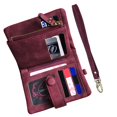 thumbnail image 3 of CHUANK Women‘s Small Bifold Leather wallet Rfid blocking Ladies Wristlet with Card holder id window Coin Brown, 3 of 6